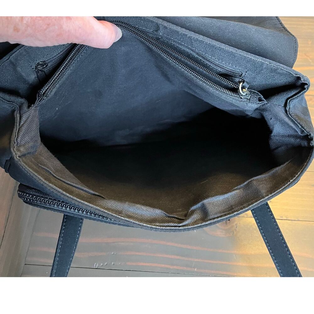 Vintage 90s Enzo Angiolini Black Large Flapover Shoulder Bag Credit Card Storage - Picture 9 of 15